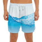 Water Wave Print Men's Split Running Shorts