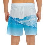 Water Wave Print Men's Split Running Shorts