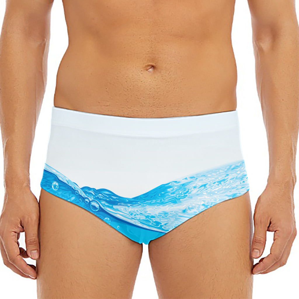 Water Wave Print Men's Triangle Swim Briefs