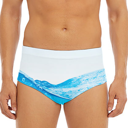 Water Wave Print Men's Triangle Swim Briefs