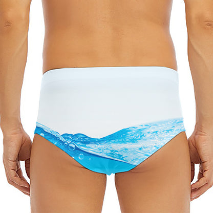 Water Wave Print Men's Triangle Swim Briefs