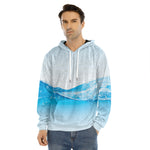 Water Wave Print Men's Velvet Pullover Hoodie