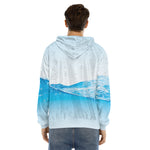 Water Wave Print Men's Velvet Pullover Hoodie