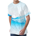 Water Wave Print Men's Velvet T-Shirt