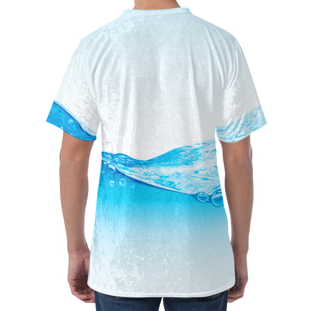 Water Wave Print Men's Velvet T-Shirt