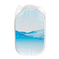 Water Wave Print Mesh Laundry Hamper