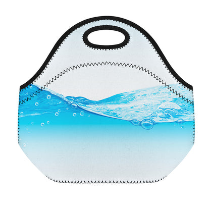 Water Wave Print Neoprene Lunch Bag