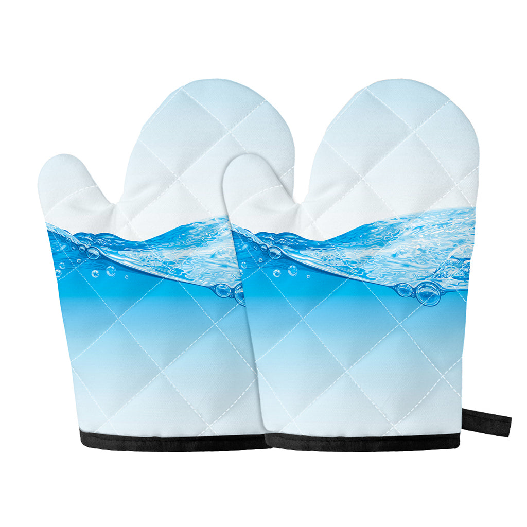 Water Wave Print Oven Mitts
