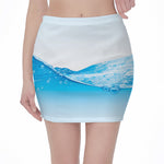 Water Wave Print Pencil Mini Skirt