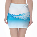 Water Wave Print Pencil Mini Skirt
