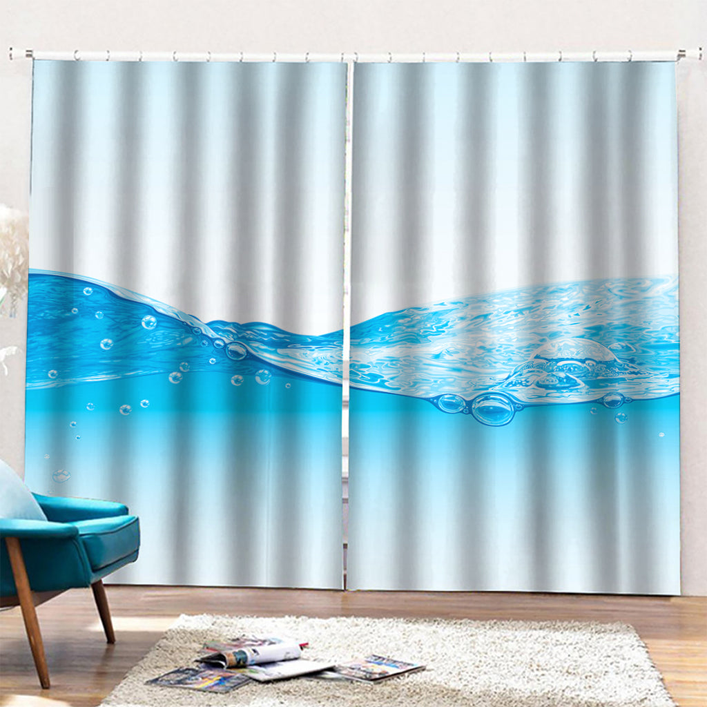 Water Wave Print Pencil Pleat Curtains