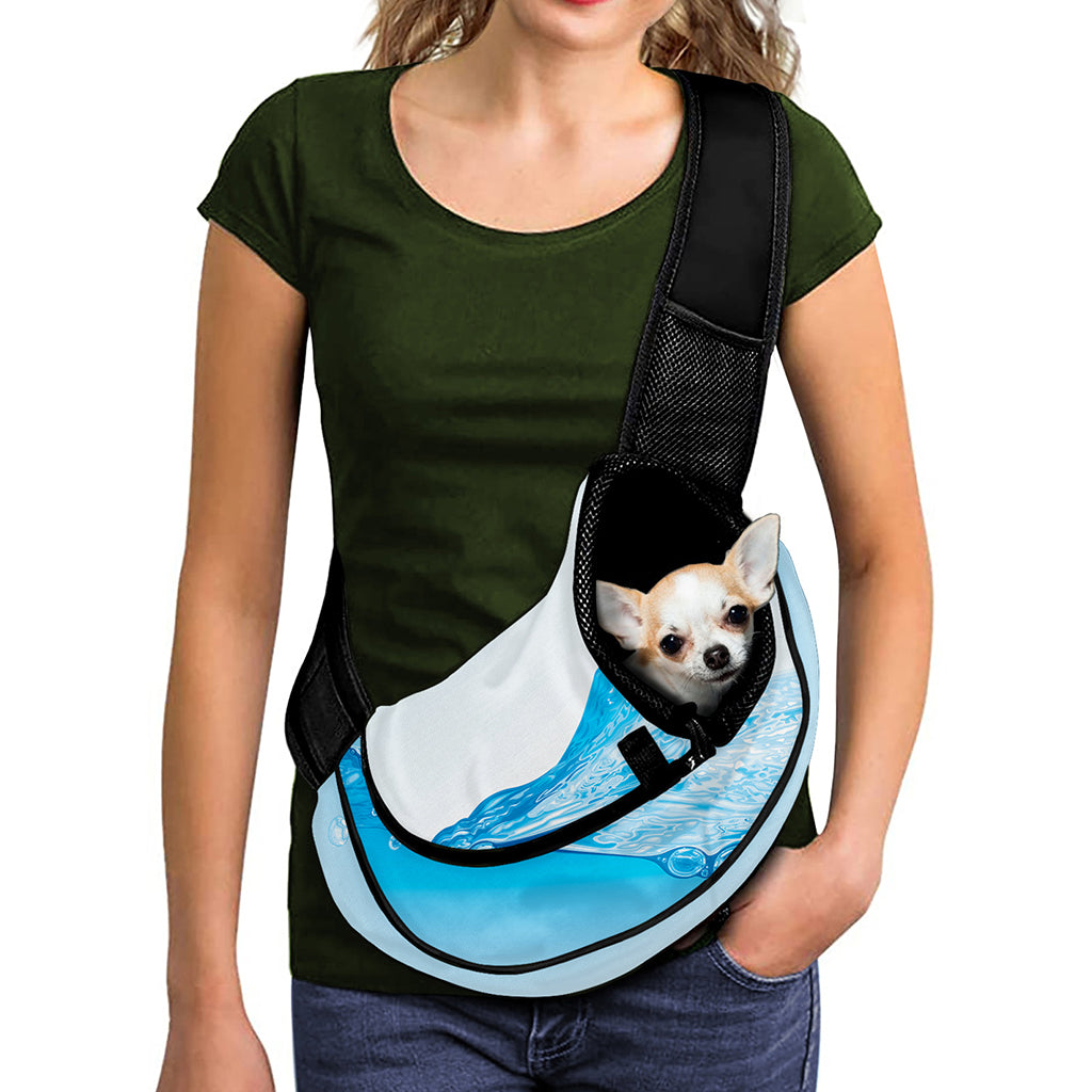 Water Wave Print Pet Sling Carrier