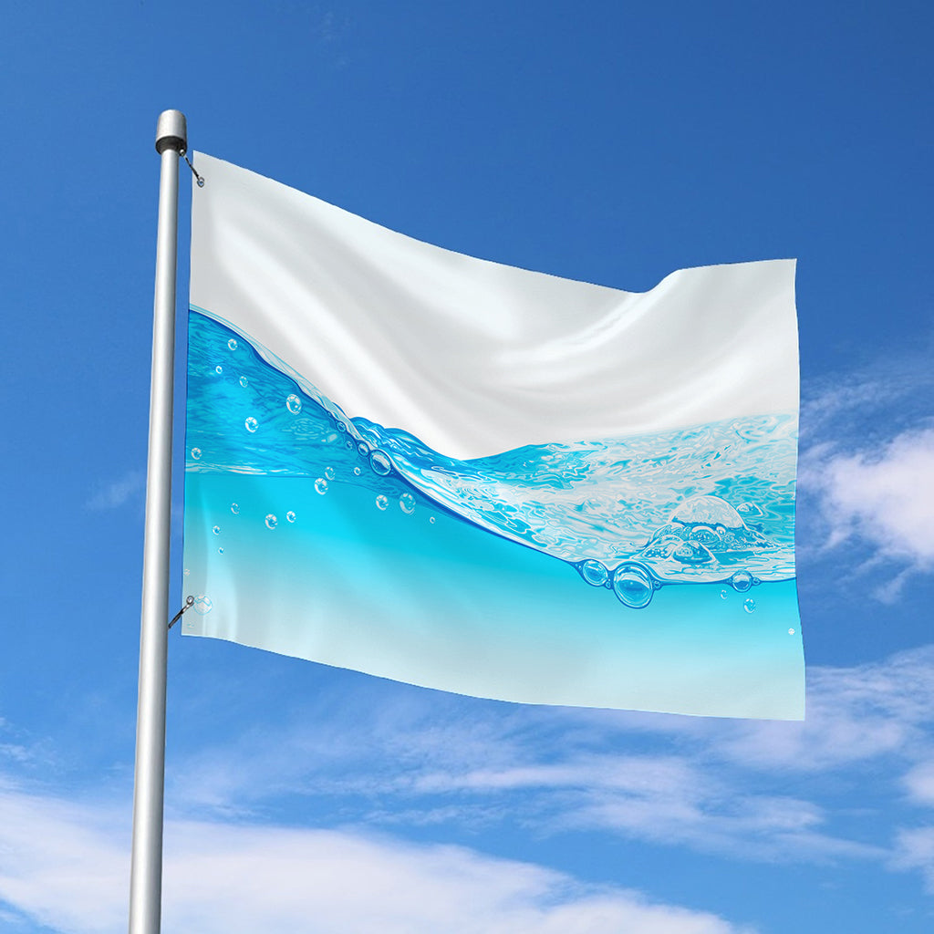 Water Wave Print Polyester Flag
