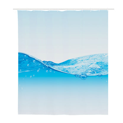 Water Wave Print Polyester Shower Curtain