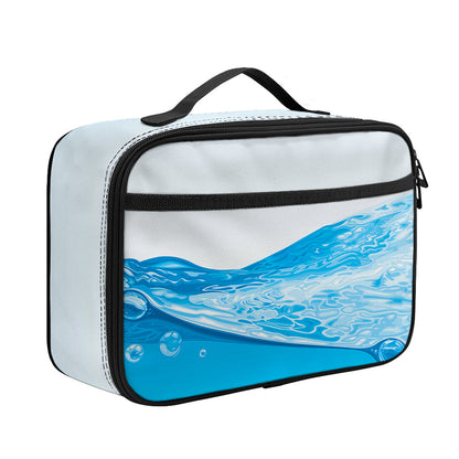 Water Wave Print Portable Lunch Bag