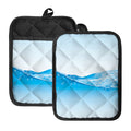 Water Wave Print Pot Holders With Pocket
