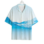 Water Wave Print Rayon Hawaiian Shirt