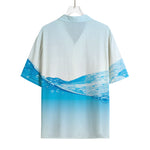 Water Wave Print Rayon Hawaiian Shirt