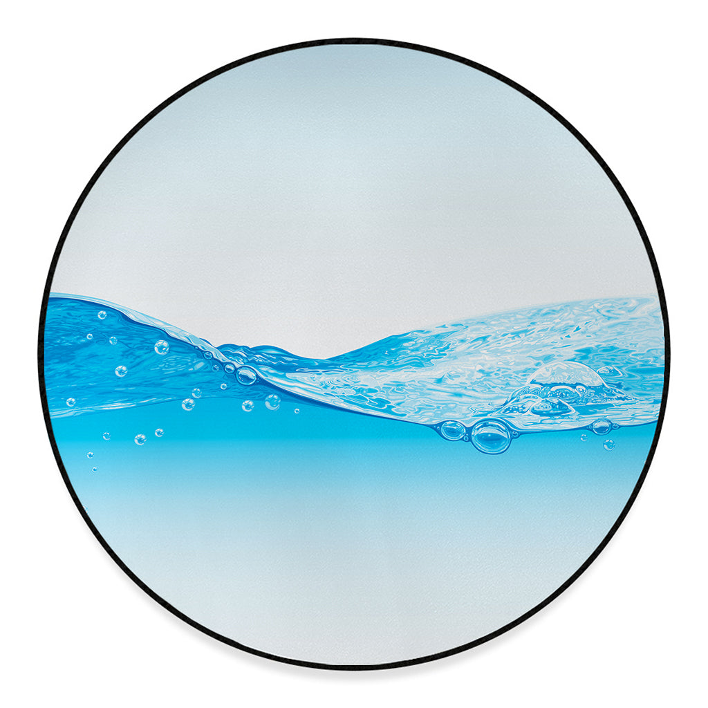 Water Wave Print Round Floor Mat