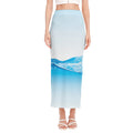 Water Wave Print Side Slit Maxi Skirt