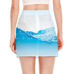 Water Wave Print Side Slit Mini Skirt