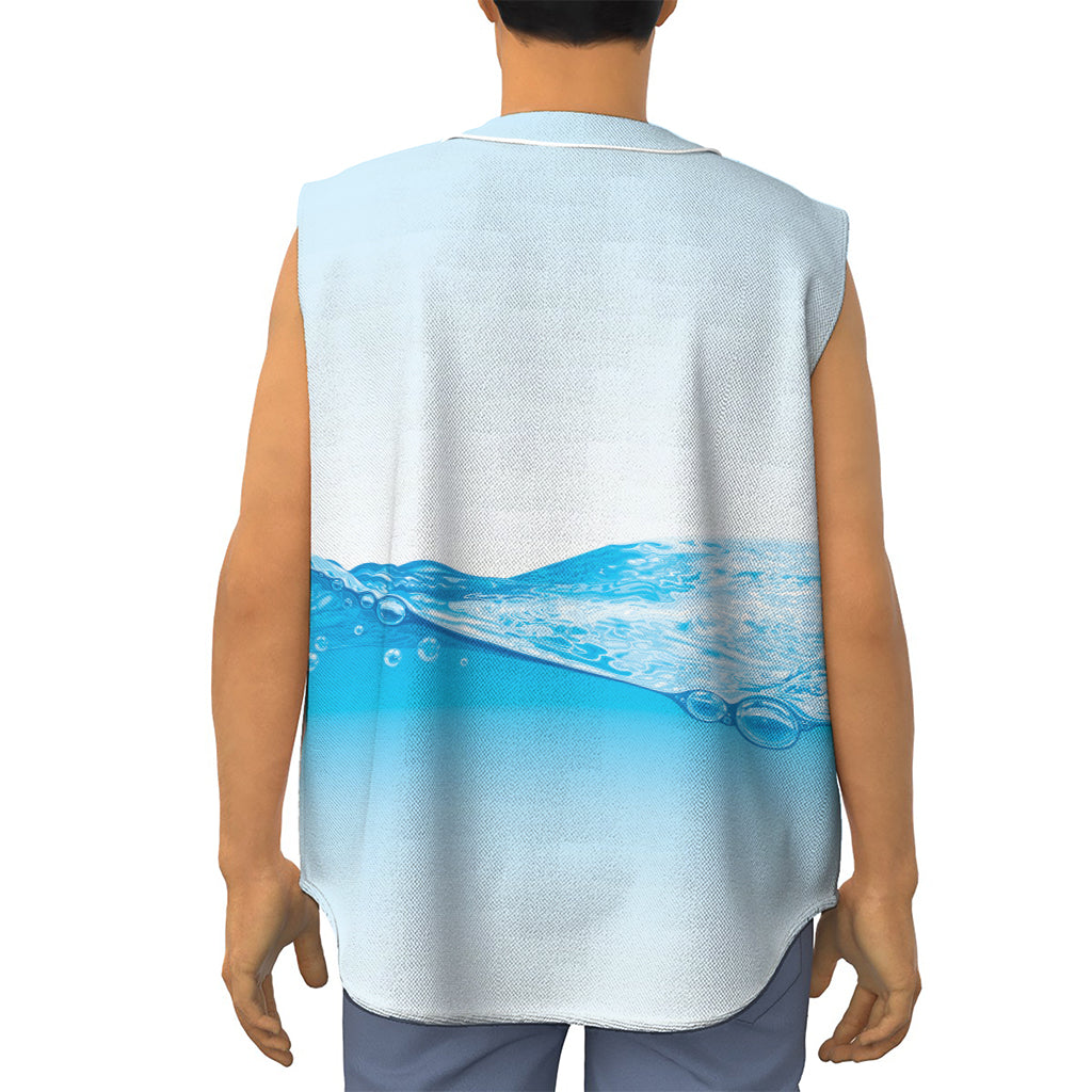 Water Wave Print Sleeveless Baseball Jersey