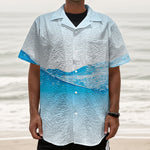 Water Wave Print Textured Short Sleeve Shirt