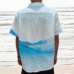 Water Wave Print Textured Short Sleeve Shirt