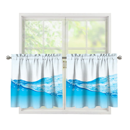 Water Wave Print Tier Curtains