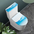 Water Wave Print Toilet Lid And Tank Cover Set