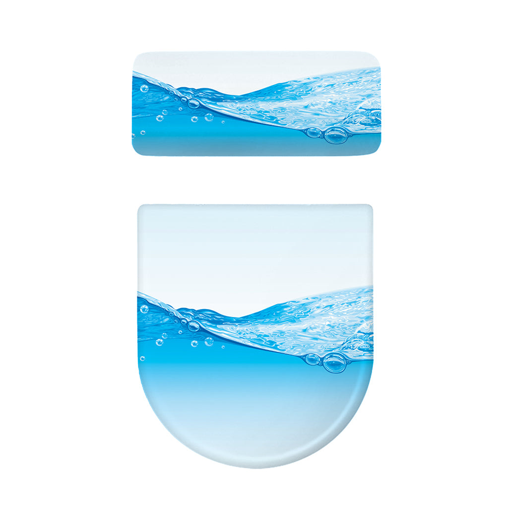 Water Wave Print Toilet Lid And Tank Cover Set