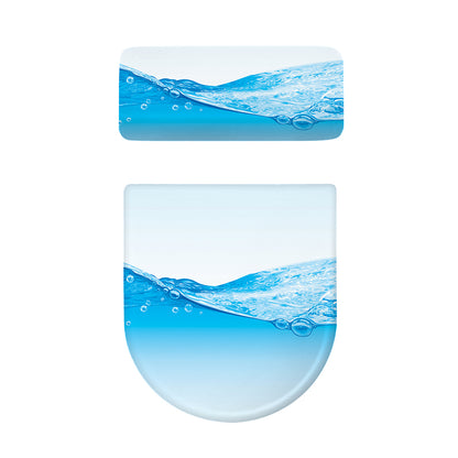 Water Wave Print Toilet Lid And Tank Cover Set