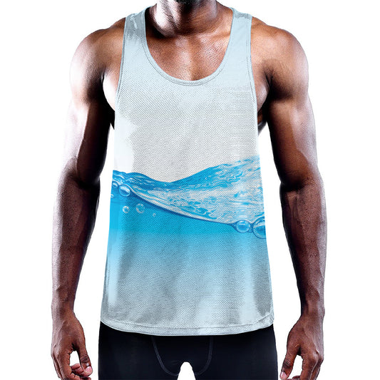 Water Wave Print Training Tank Top