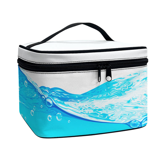 Water Wave Print Travel Makeup Bag