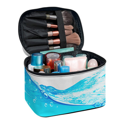 Water Wave Print Travel Makeup Bag