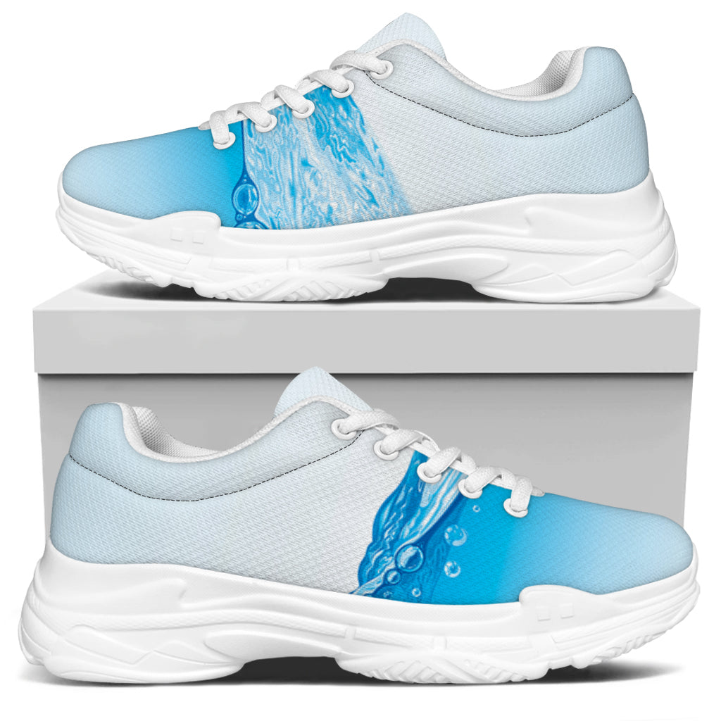 Water Wave Print White Chunky Shoes