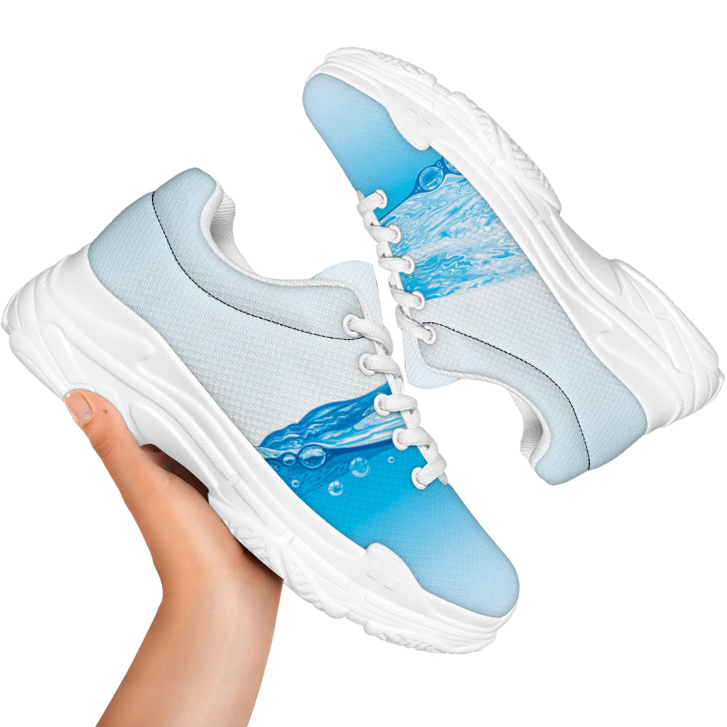 Water Wave Print White Chunky Shoes