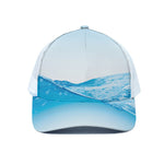 Water Wave Print White Mesh Trucker Cap