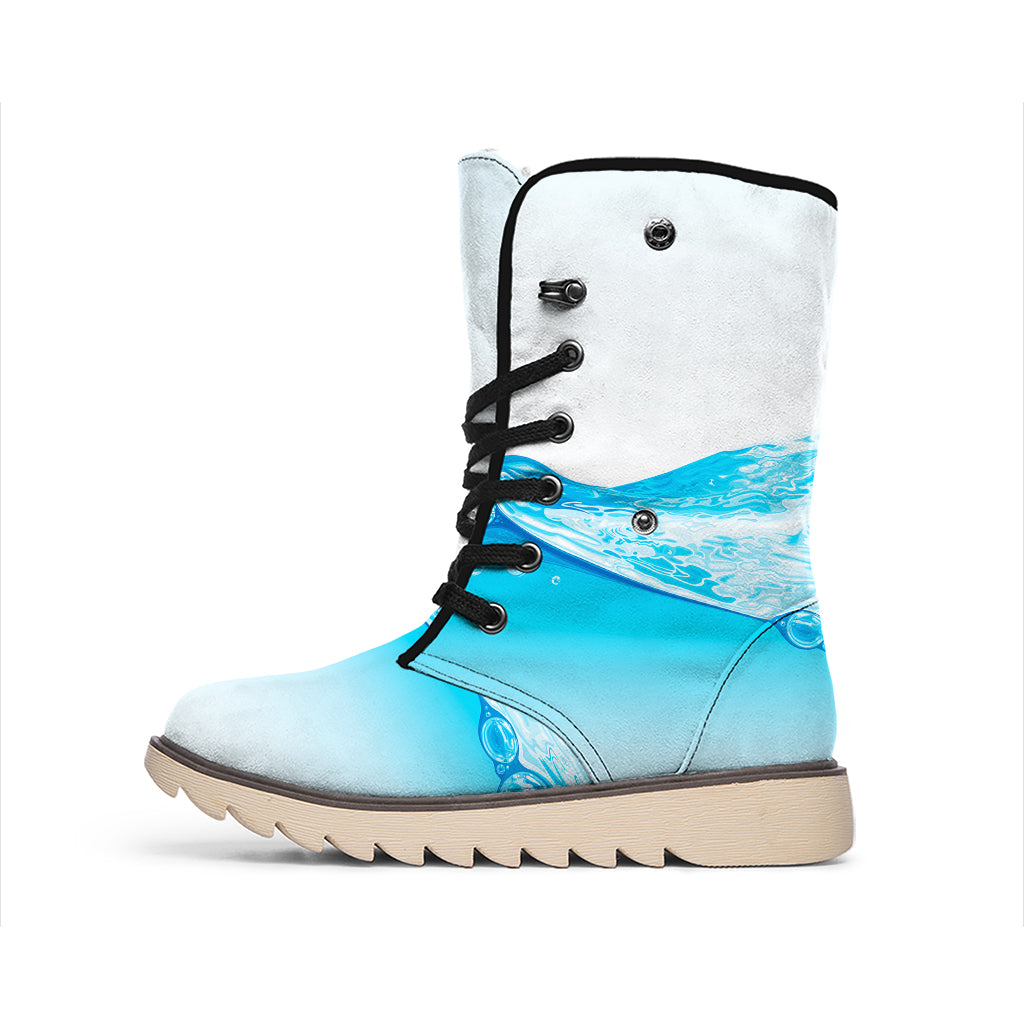 Water Wave Print Winter Boots