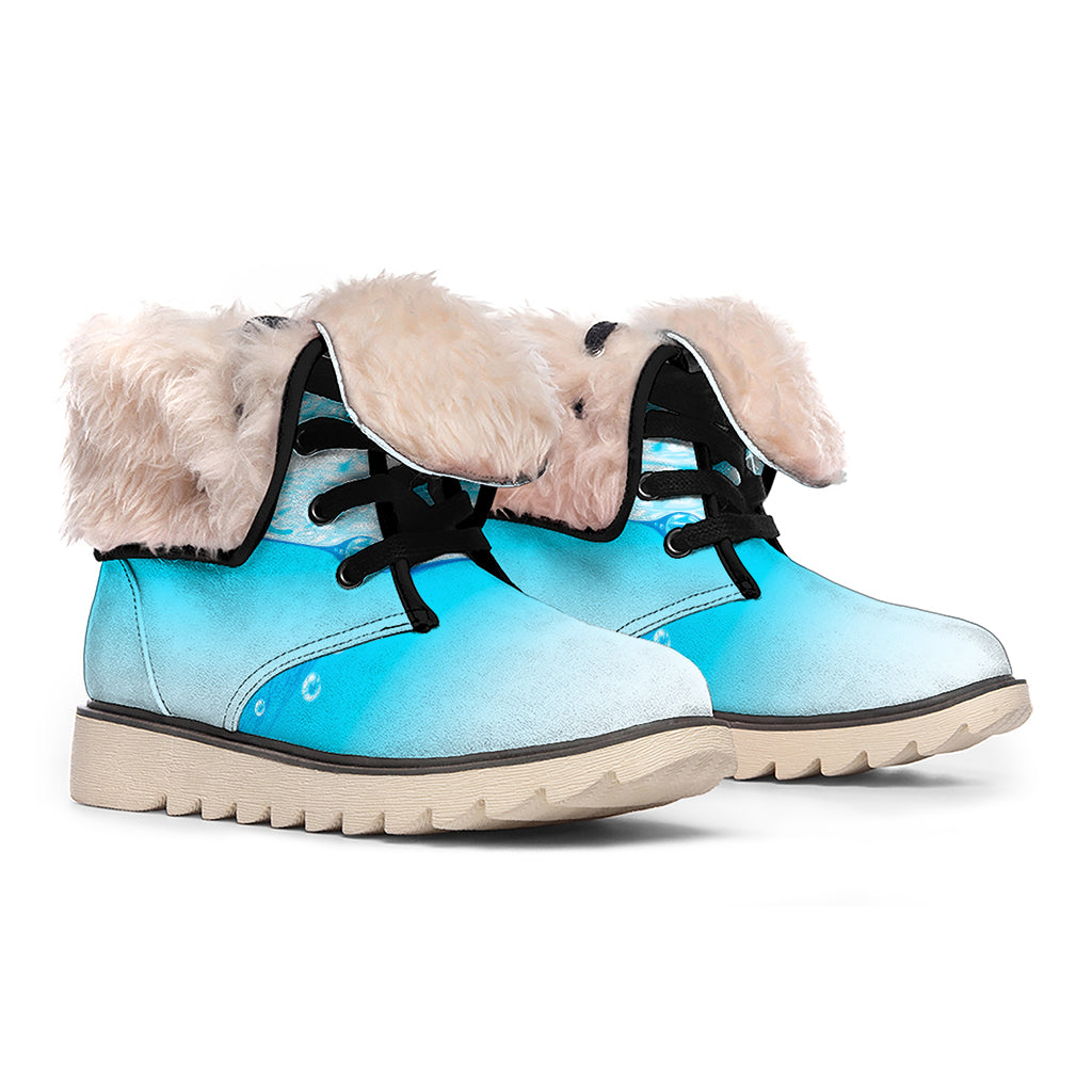 Water Wave Print Winter Boots