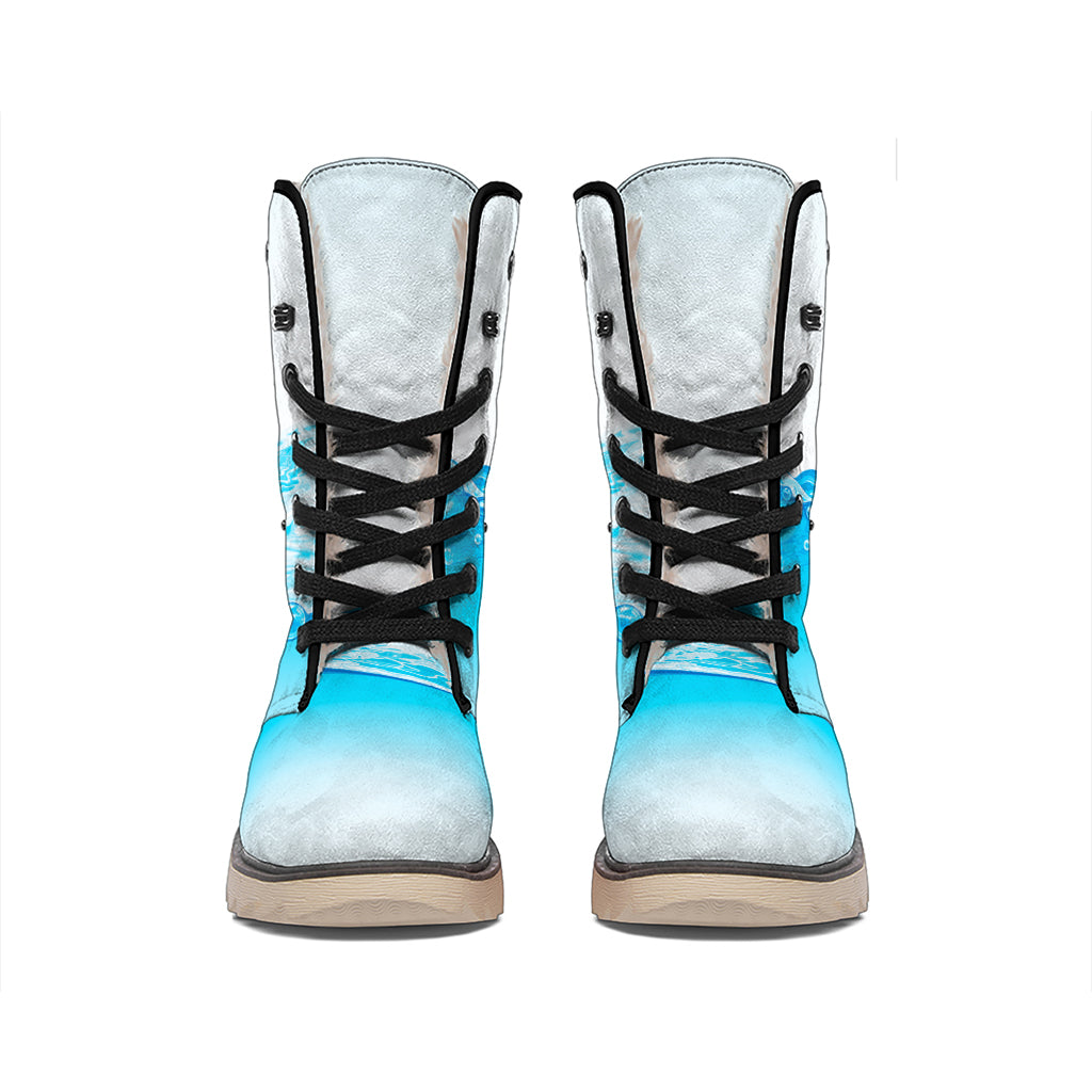 Water Wave Print Winter Boots