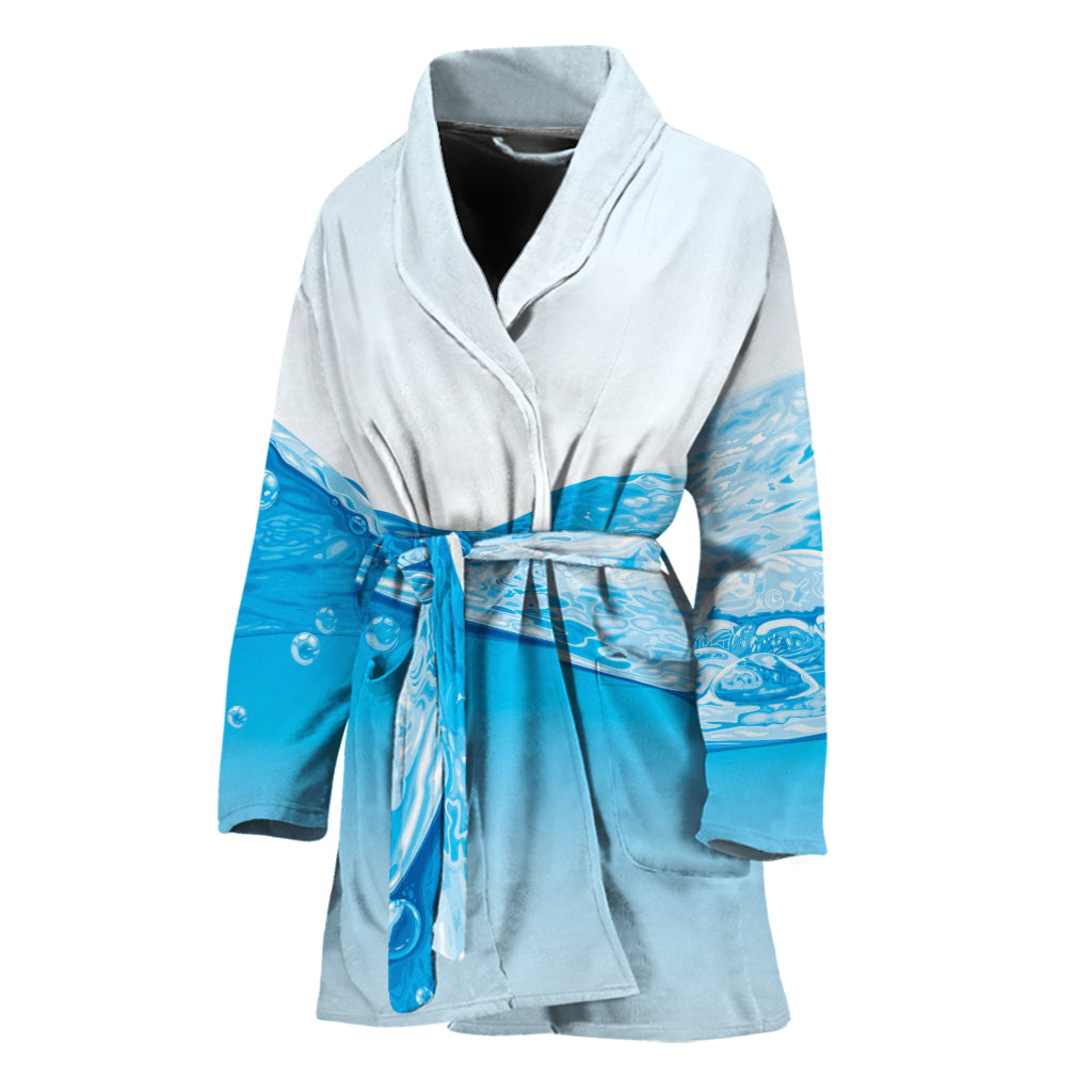 Water Wave Print Women's Bathrobe