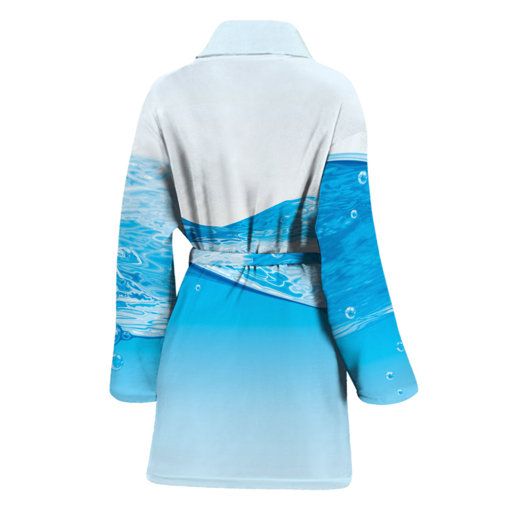 Water Wave Print Women's Bathrobe