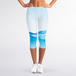 Water Wave Print Women's Capri Leggings