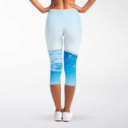 Water Wave Print Women's Capri Leggings
