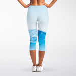 Water Wave Print Women's Capri Leggings