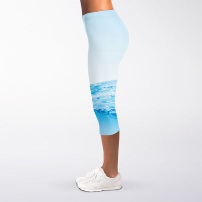 Water Wave Print Women's Capri Leggings