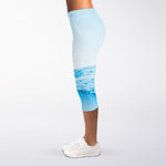 Water Wave Print Women's Capri Leggings