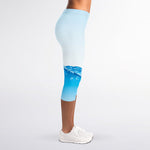 Water Wave Print Women's Capri Leggings