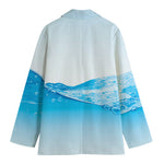 Water Wave Print Women's Cotton Blazer